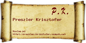Preszler Krisztofer névjegykártya